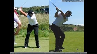 Jon Rahm golf swing  Long Iron faceon amp downtheline July 2017 [upl. by Rondi138]