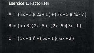 Calcul littéral  Factoriser exercice corrigé [upl. by Yentnuoc]