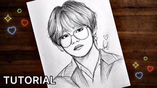 How To Draw BTS V Taehyung Step by Step Tutorial  Pencil Drawing  Artholic [upl. by Trill45]