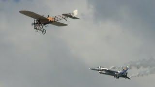 116 years of Aviation History  Blériot XI vs F 16 at Belgian Air Force Days 2014 [upl. by Adnopoz]