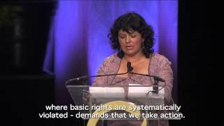 Berta Caceres acceptance speech 2015 Goldman Prize ceremony [upl. by Deden314]