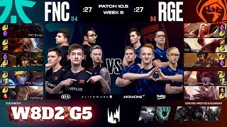 Fnatic vs Rogue  Week 8 Day 2 S10 LEC Spring 2020  FNC vs RGE W8D2 [upl. by Irrek402]