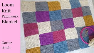 Loom Knit Patchwork Blanket Garter Stitch Squares Concise Written Instructions [upl. by Godart966]