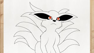 How to draw KURAMA from Naruto 9 tailed fox  kyuubi  step by step easy [upl. by Eidualc796]