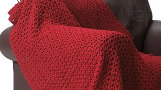 Beginner Crochet Bernat Red Blanket Pattern [upl. by Alahcim]