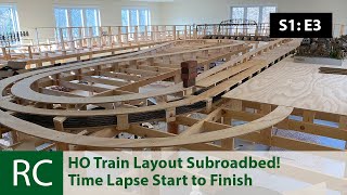 S1 E3 Giant HO Scale Train Layout Update Subroadbed Installation [upl. by Piggy]