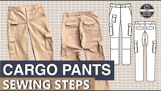 CARGO Pants for Men DIY  Complete Sewing Steps  PDF Patterns Boutique Sew Along [upl. by Peggi]