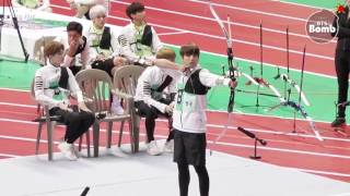 ENG SUB BANGTAN BOMB BTS Archery episode  2016 ISAC [upl. by Nonnahc]