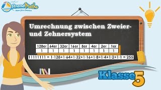 Zweiersystem und Zehnersystem Umrechnung  Klasse 5 â˜… Wissen [upl. by Nastassia]