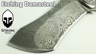 KMT 106  Etching Damasteel knife blades with muriatic acid [upl. by Awra]