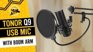 TONOR Q9 USB Microphone for PC with Boom Arm Stand [upl. by Aytac]