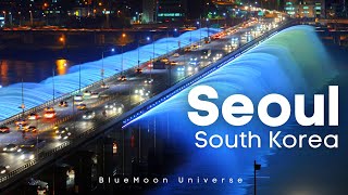 Seoul City in South Korea Tour in 4K BlueMoon Universe [upl. by Folberth]