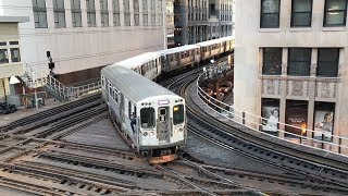 CTA HD 60fps Chicago quotLquot Trains  Tower 18 Interlocking on The Loop 2819 [upl. by Hanae]