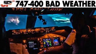 Piloting BOEING 747 during Thunderstorms  Cockpit Views [upl. by Brookner253]