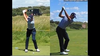 Justin Thomas golf swing  Long Iron faceon amp downtheline July 2017 [upl. by Iren230]