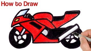 How To Draw A Motorcycle  Drawing and coloring for beginners [upl. by Busby]