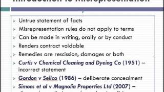 Misrepresentation Lecture 1 of 4 [upl. by Aihsital41]