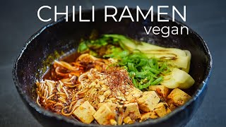 Vegan Chili Ramen Recipe  Spicy Red Broth Noodle Soup [upl. by Olenka]