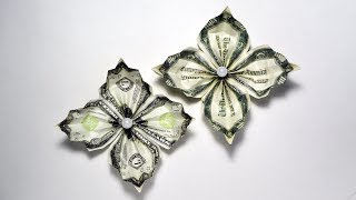 Easy and Beautiful Money FLOWER  Origami Dollar Tutorial NProkuda [upl. by Nerred]