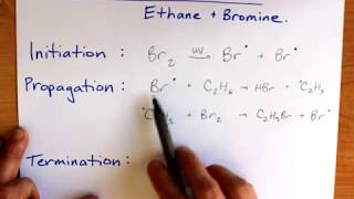 Free Radical Substitution Ethane and bromine [upl. by Tnairb990]